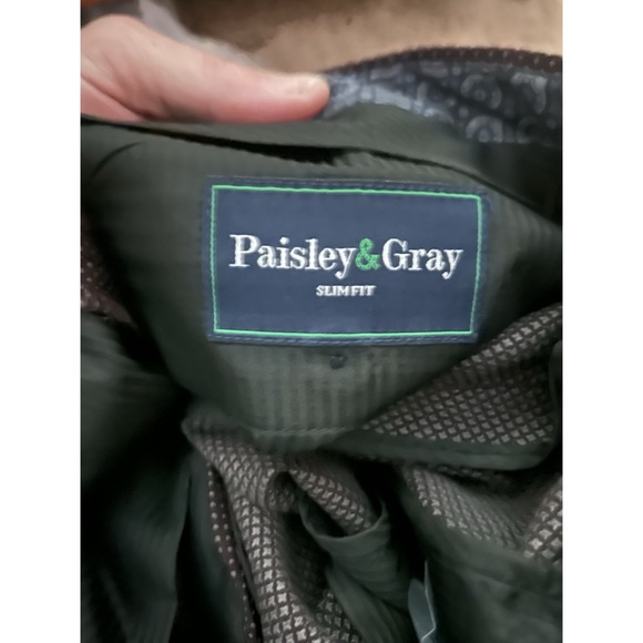 New Paisley & Grey Men's Slim Fit Dress Pants 36 X 27 Maroon Grey Dots - Picture 7 of 12